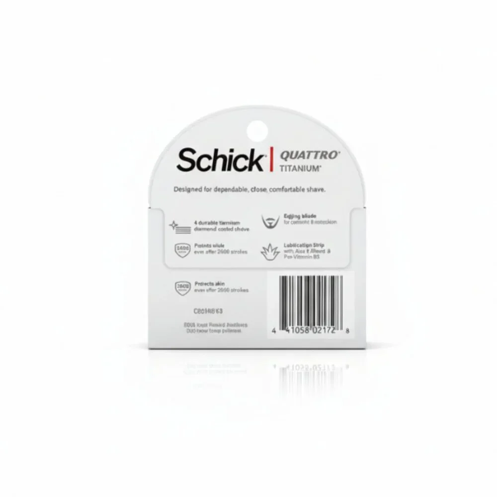 Schick Quattro Titanium 4 Blades 2 Cartridges w/ Lubrication Strips NEW